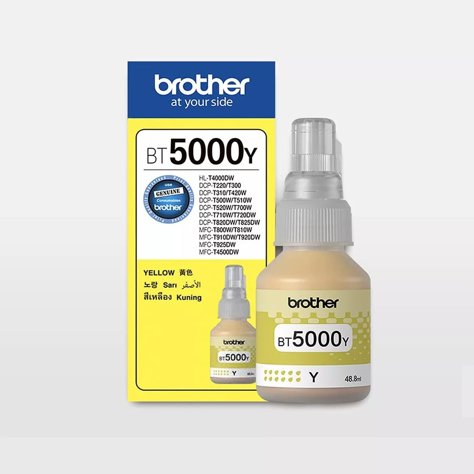 Brother BT5000Y Yellow Ink Bottle - High Yield, Genuine & Long-Lasting