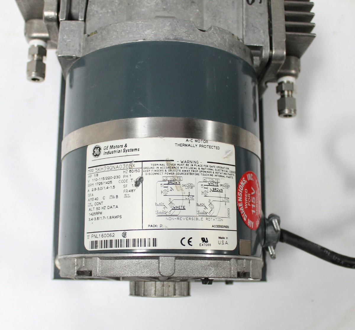 Air Dimensions 19320T Vacuum Pump with General Electric 5KH39QNA038BX 1HP Motor
