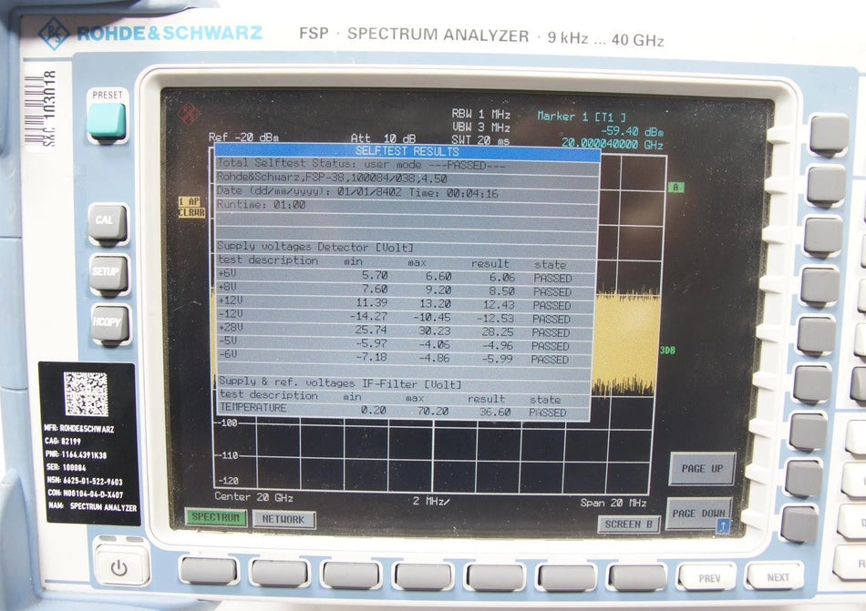 Rohde & Schwarz FSP 38 Spectrum Analyzer 9 KHz - 40 GHz 1164.4391.38