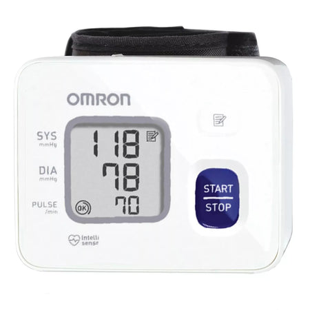 Omron HEM 6161 Wrist Blood Pressure Monitor with Cuff Guide & Heartbeat Detection