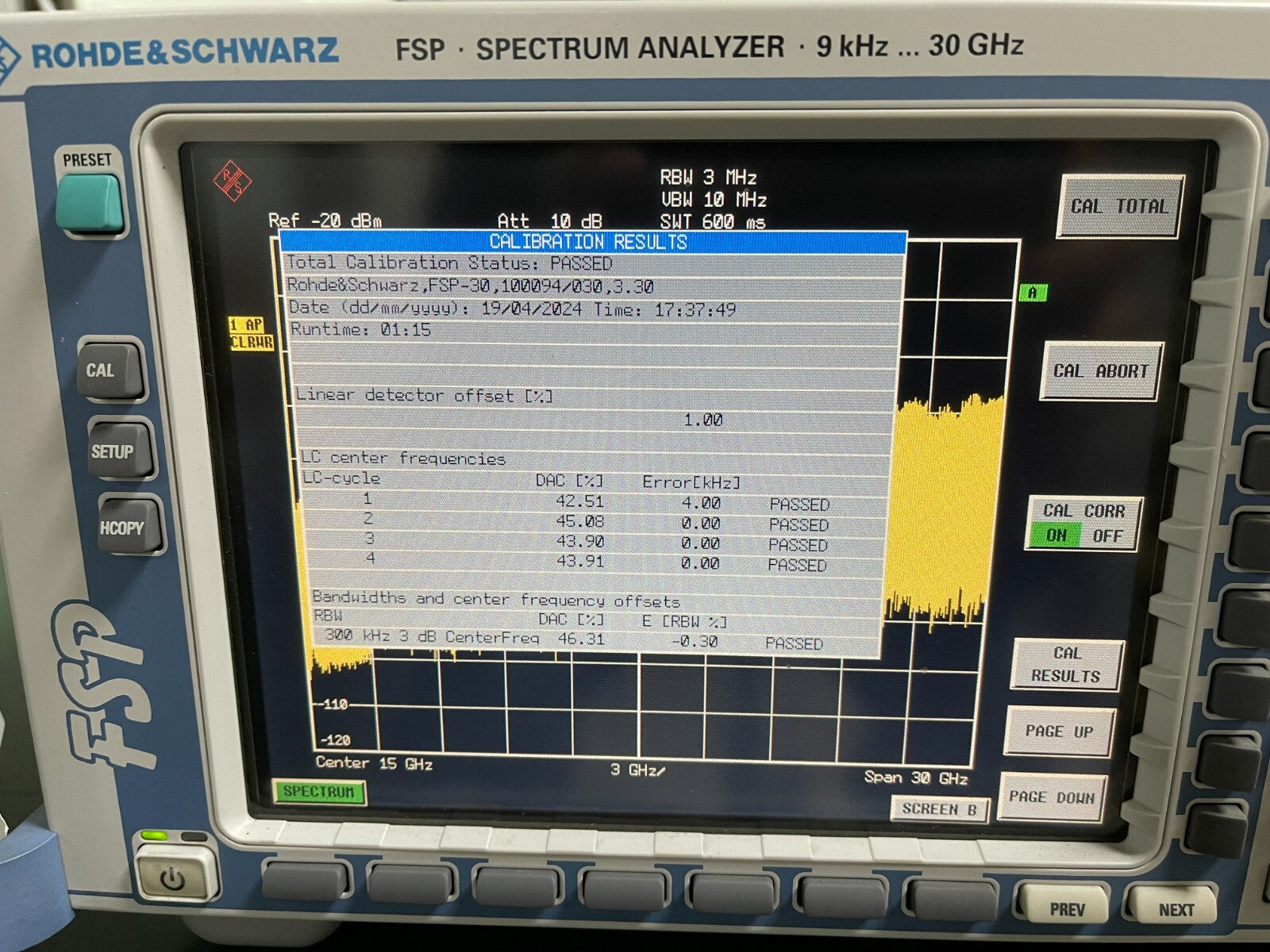 Rohde &amp; Schwarz FSP30 Spectrum Analyzer 9 kHz - 30 GHz w/ FSP-B4 _ 0094