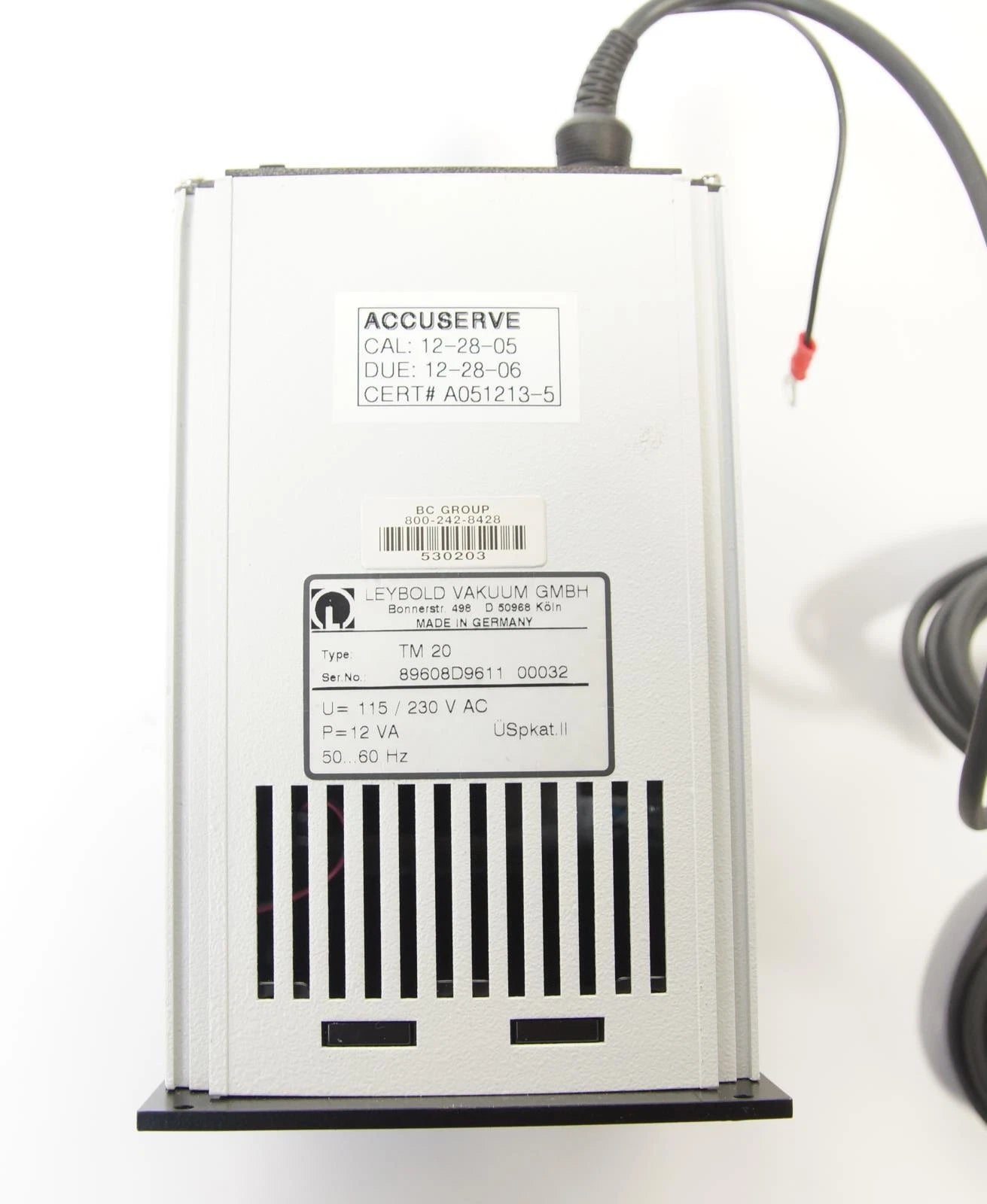 Leybold Vakuum / Vacuum Thermovac TM20 D-50968 Gauge Controller w TR211 Sensor