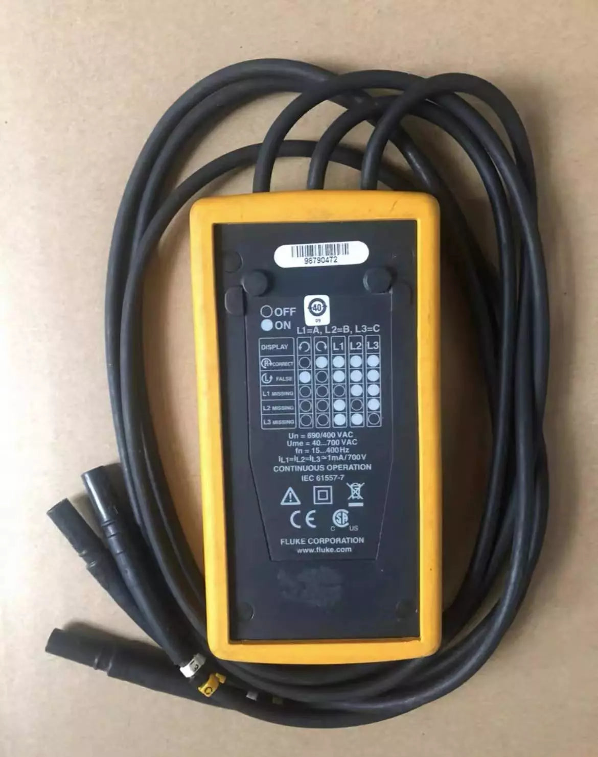 Fluke 9040 Digital Phase Rotation Indicator Tester Meters Used// - XG eqpt