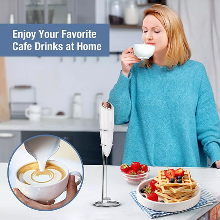 SimpleTaste Electric Milk Frother Handheld Foam Maker for Cappuccino & Coffee