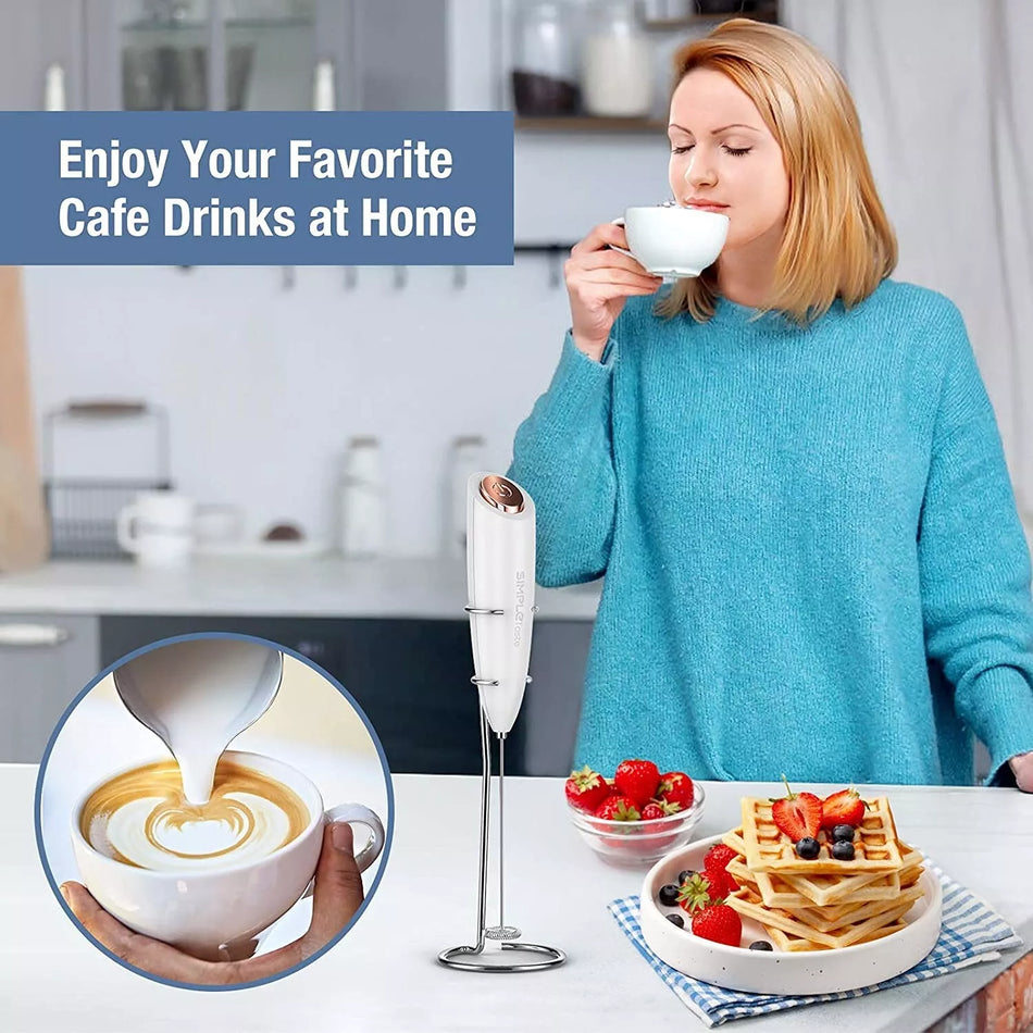 SimpleTaste Electric Milk Frother Handheld Foam Maker for Cappuccino & Coffee
