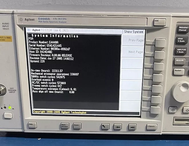 HP Agilent Keysight E4440A 3Hz-26.5GHz Spectrum Analyzer opt 226 Phase Noise