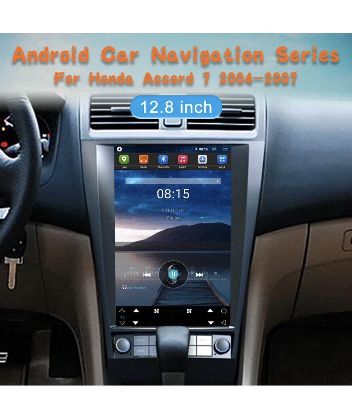 12.8" Car Radio For Honda Accord 07 2004-2007 Android 14 Tesla Stereo GPS WIFI