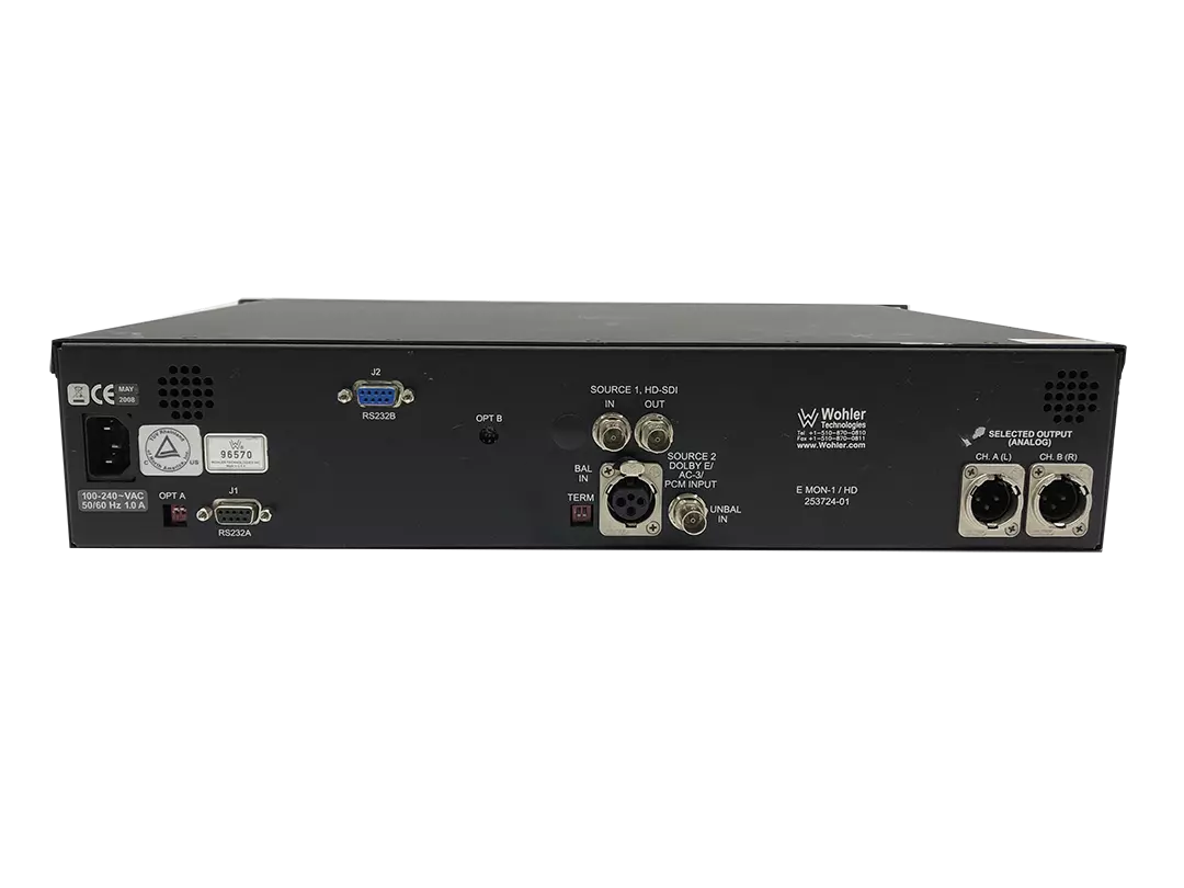 Wohler E MON-1/HD 8 Channel Audio Monitor for Dolby E, Dolby Digital, and PCM