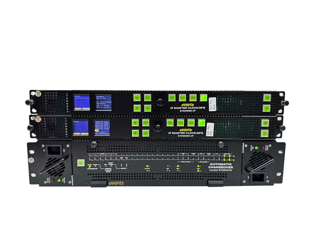 Evertz 2x 5700MSC-IP Grand Master Clock/SPG w/7800MSC-10G 5700-AUX 7801FC-IRD