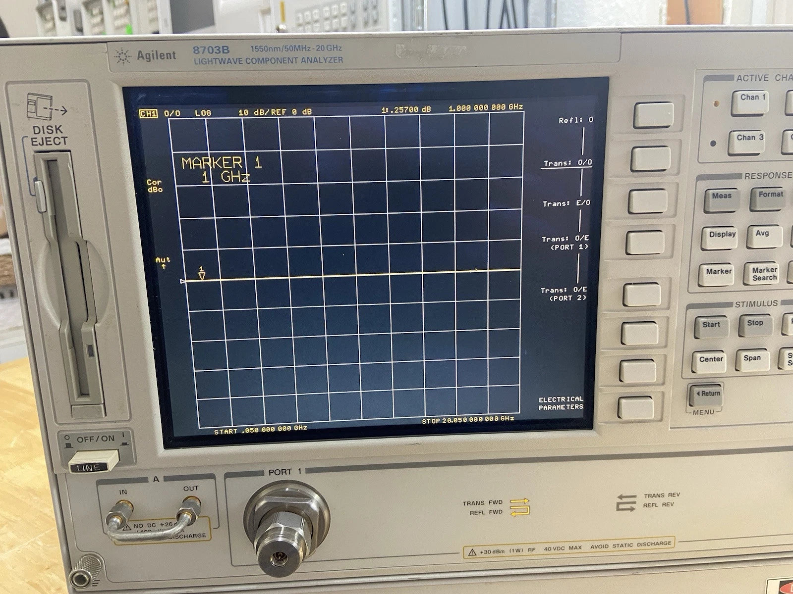 Agilent 8703B 8720ES Lightwave Component Network Analyzer 50MHz-20GHz OPT:155