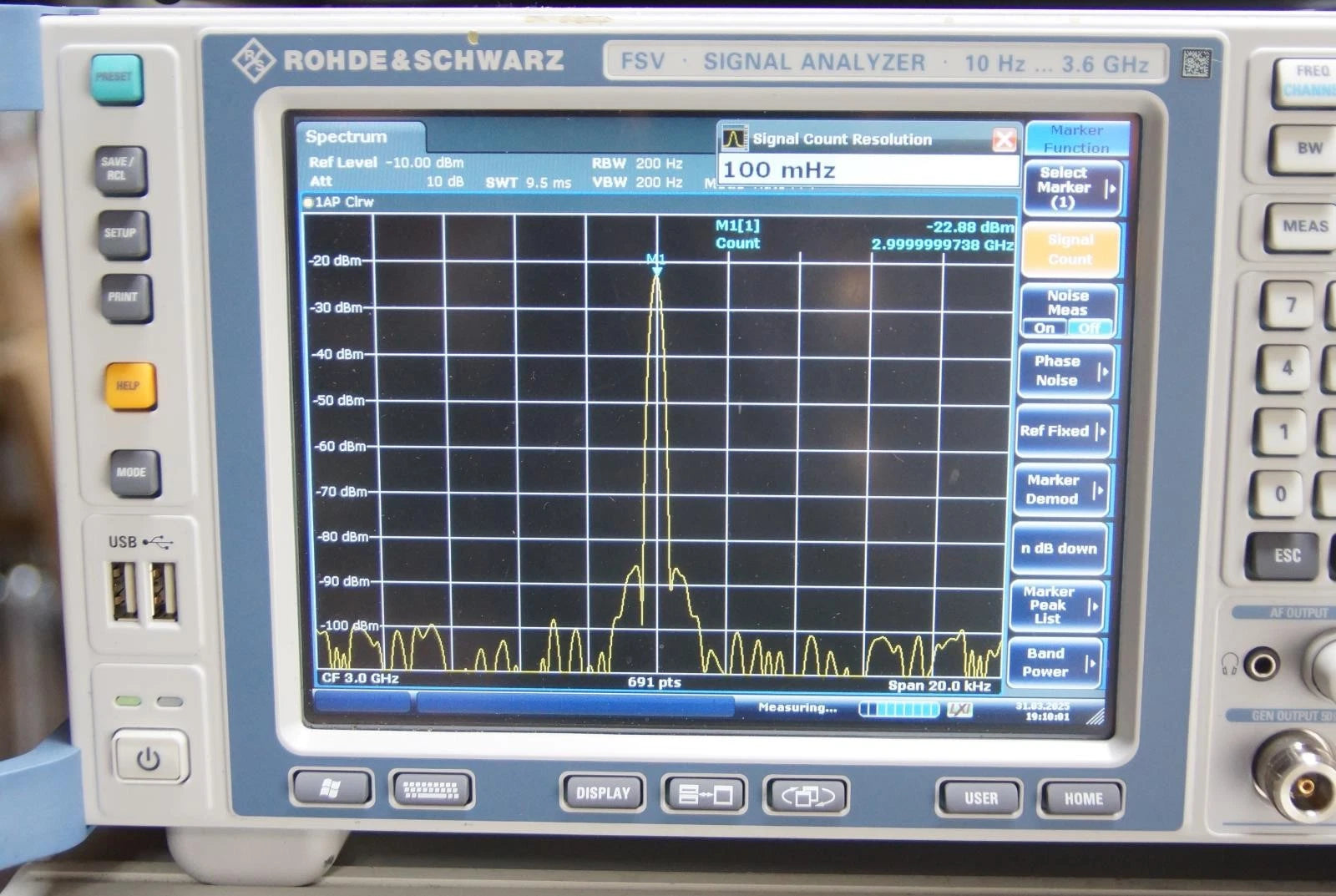 Rohde & Schwarz FSV3 9 kHz to 3.6 GHz Spectrum Analyzer OPT B3 B4 B5 B9 B21 B29