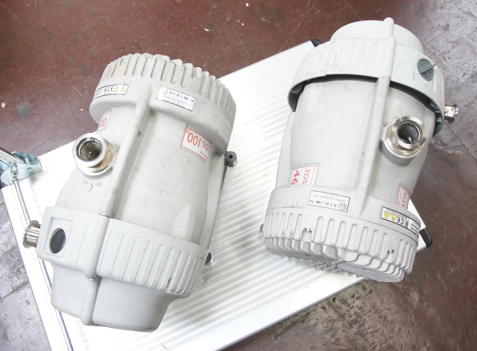 Pair of Edwards XDS46i / XDS100 Dry Scroll Vacuum Pumps AS-IS