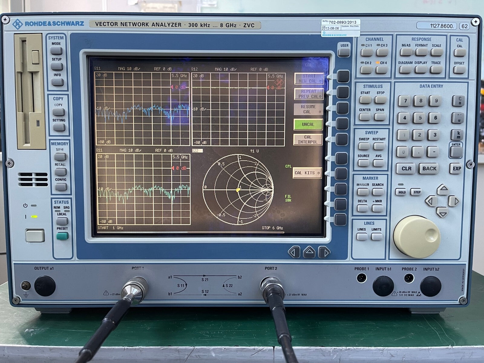 Rohde &amp; Schwarz ZVC Vector Network Analyzer 300kHz- 8GHz , 2 ports