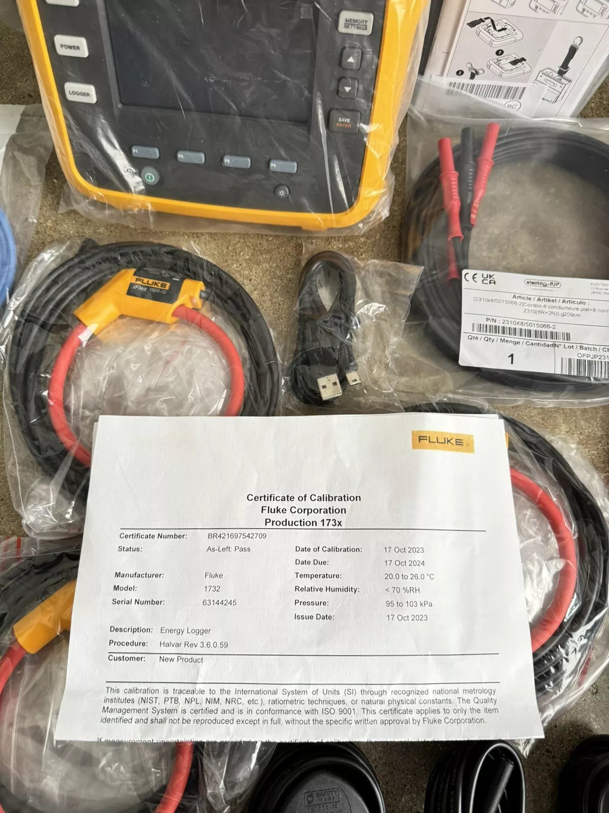 Fluke 1732 Three-Phase Energy Logger with iFlex 1500-12 (CALIBRATED 2023-2024)