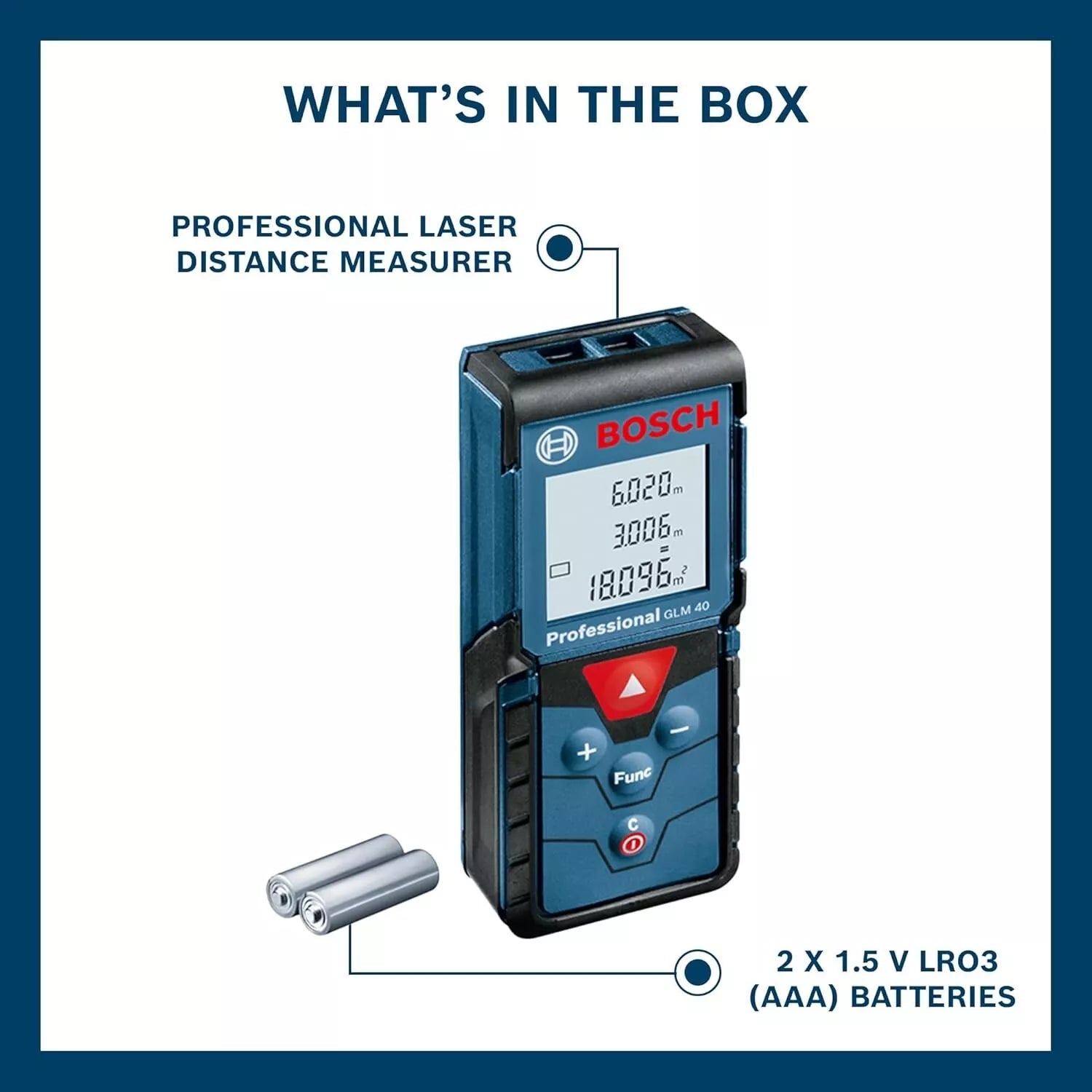 BOSCH GLM 40 Professional Laser Distance Measurer | 40m Range, IP54