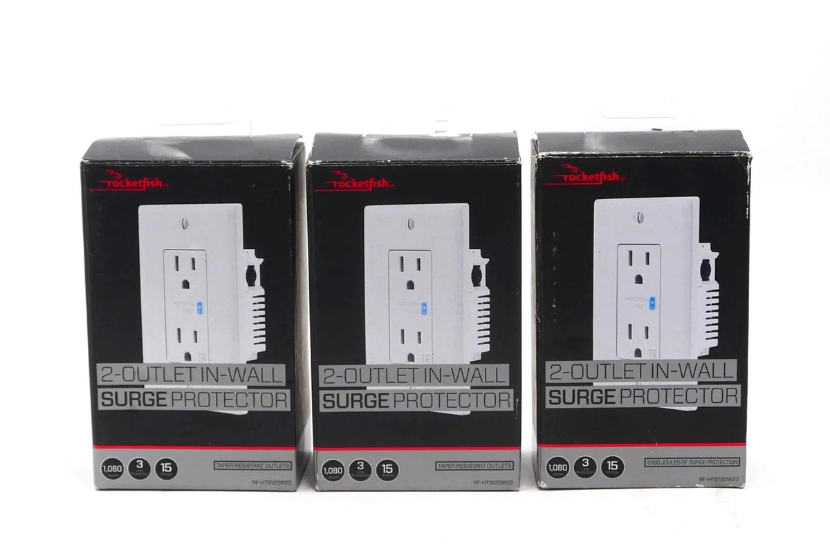 Lot Of 3 Rocketfish 2-Outlet In-Wall Surge Protector 1080 Joules - Free Shipping