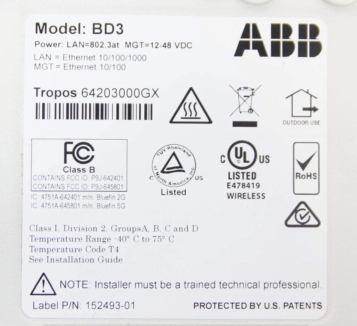 ABB BD3 152493 / TropOS 6420 Wireless Broadband  Mesh Router AP For Utilities
