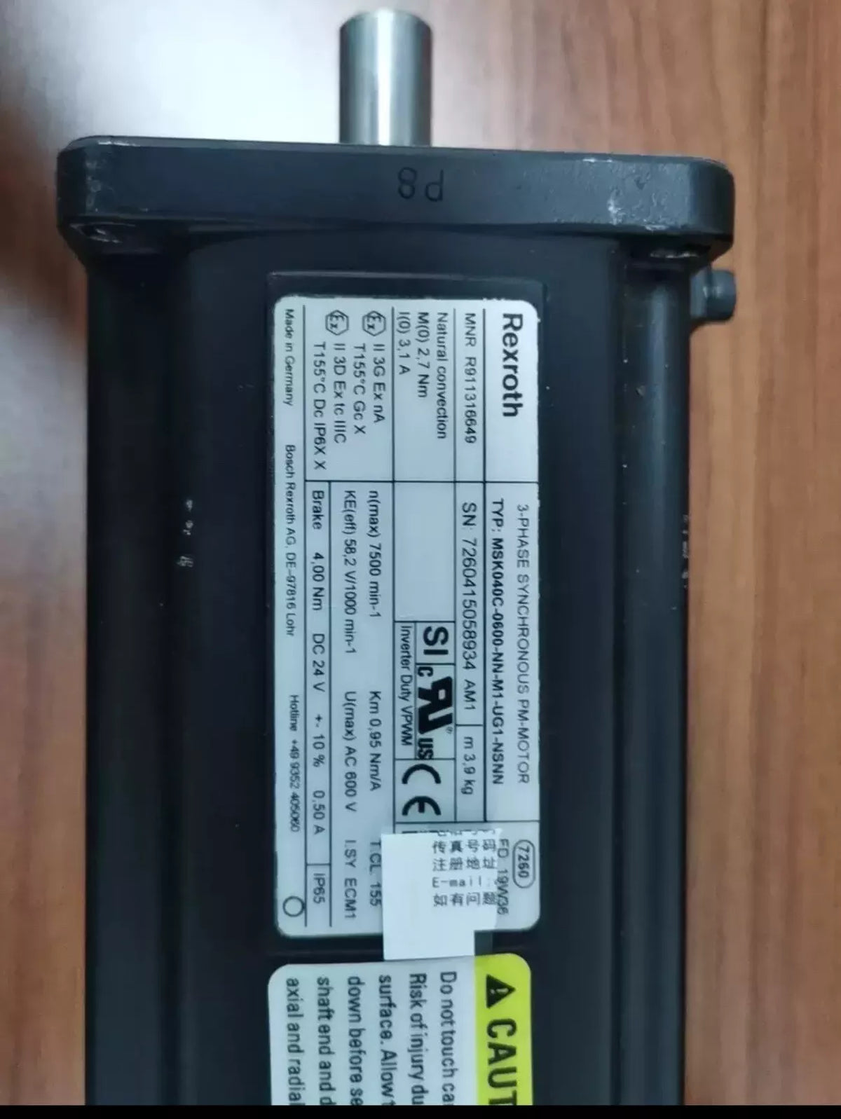 Rexroth MSK040C-0600-NN-M1-UP1-NNNN 3-Phasen Servo Motor R911306388