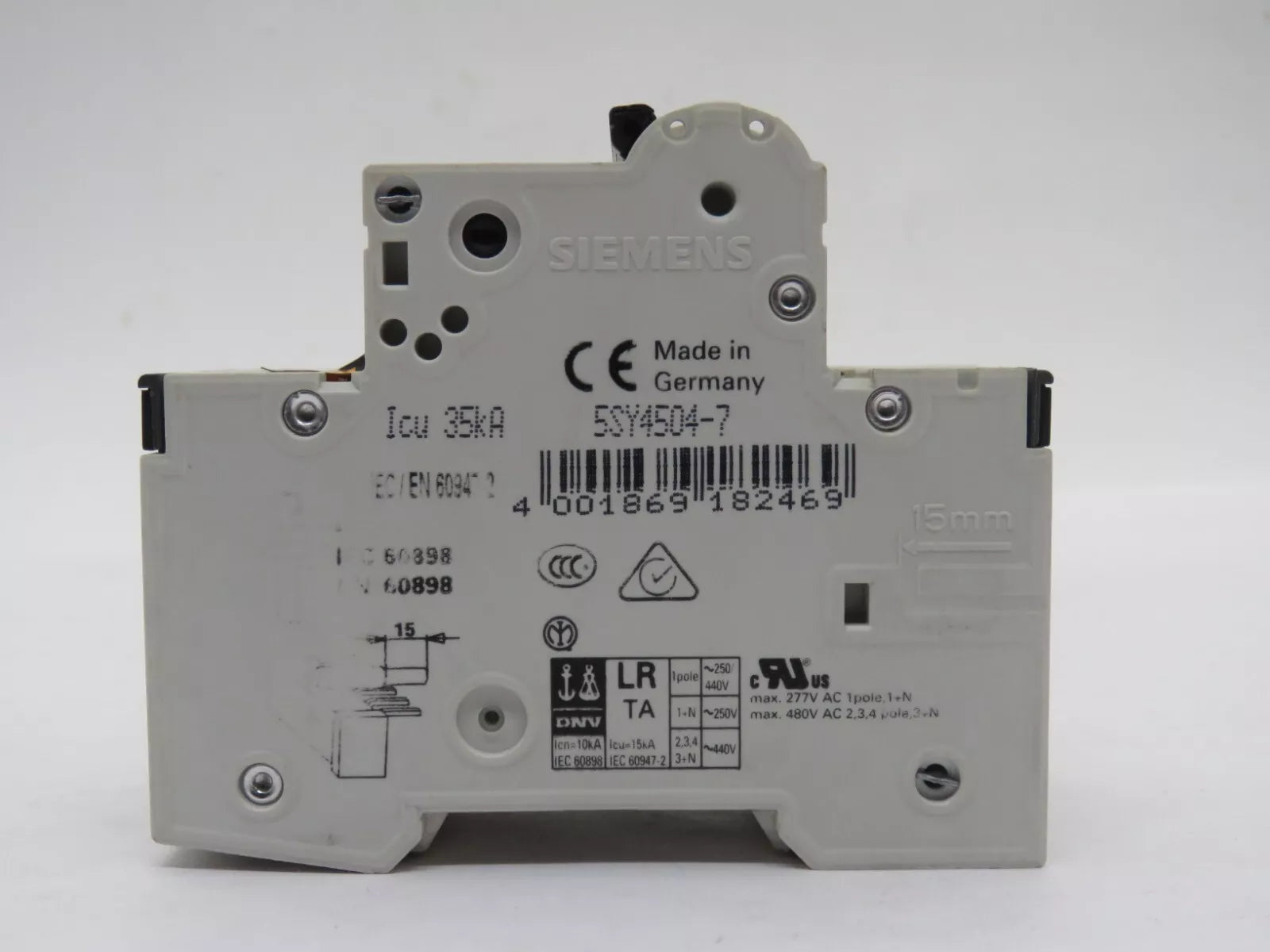 SIEMENS 5SY4504-7 Circuit Breaker Miniature 1+N Pole 4 Amp 230VAC 10kA