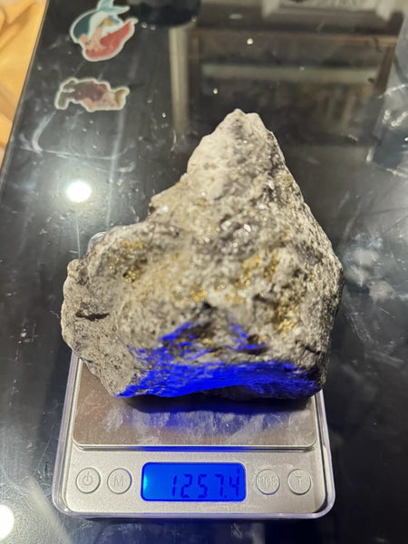 Natural Black Rock with Gold Weighs 2+ Pounds