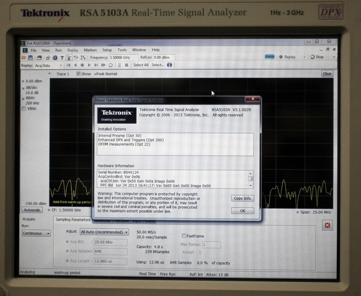 Tektronix RSA5103A 1Hz-3GHz DPX Signal Analyzer