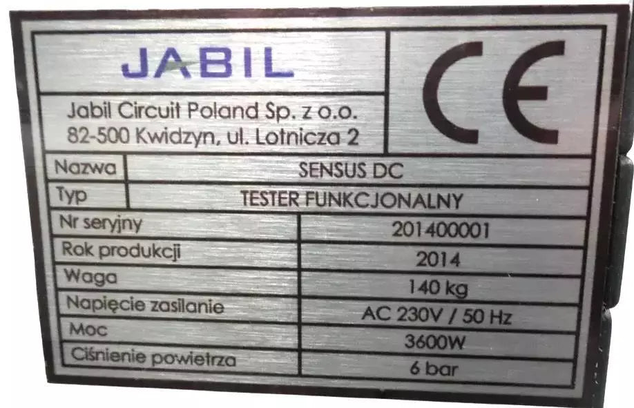 Jabil Circuit Senus DC FVT Tester Functional