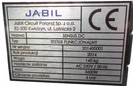 Jabil Circuit Senus DC FVT Tester Functional