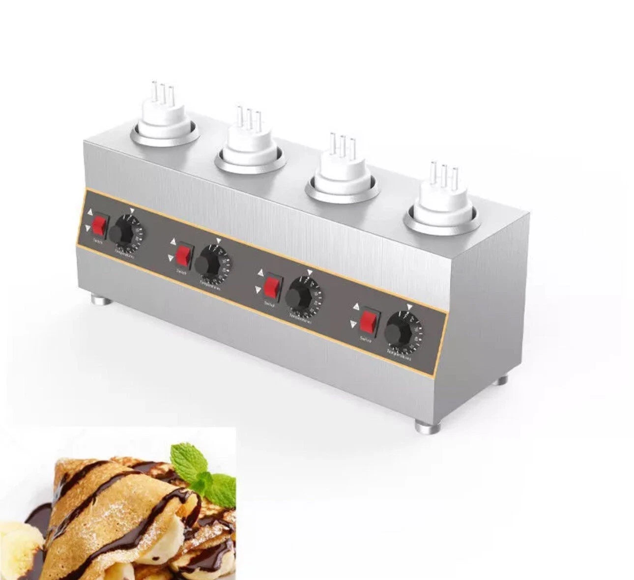 Commercial 4 Bottles Electric Sauce Warmer Machine Hot Chocolate Warming 640W L