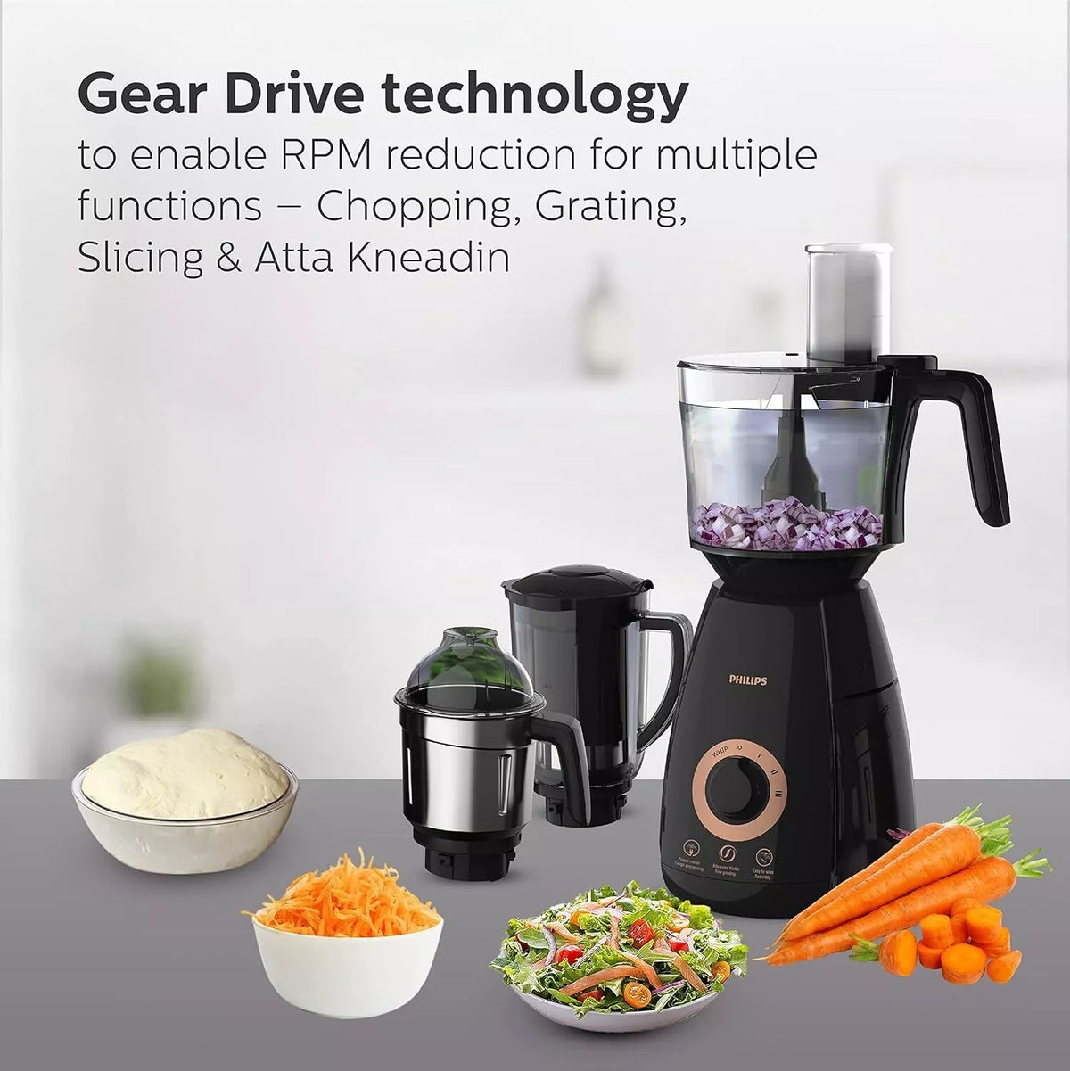 PHILIPS Mixer Grinder Food Processor 750W 3-in-1 Juicer 4 Jar HL7707/01