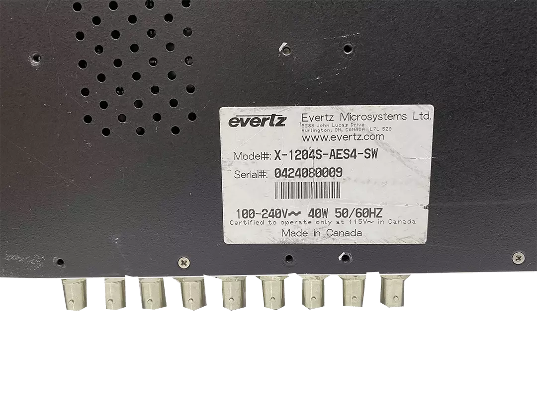 Evertz X-1204S-AES4-SW 12x4 Video SDI Routing Switcher Router