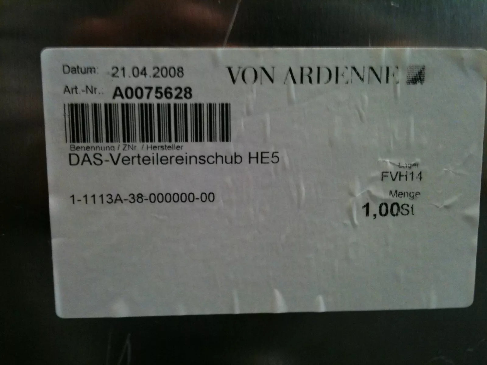 Von Ardenne A0075628 Distributor Slide-Height 5 Product
