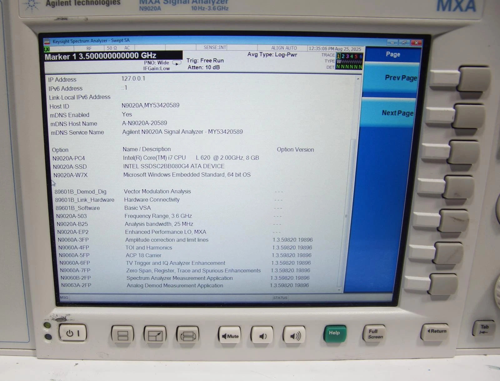 Keysight Agilent N9020A 10 Hz to 3.6 GHz MXA Signal Analyzer with Options