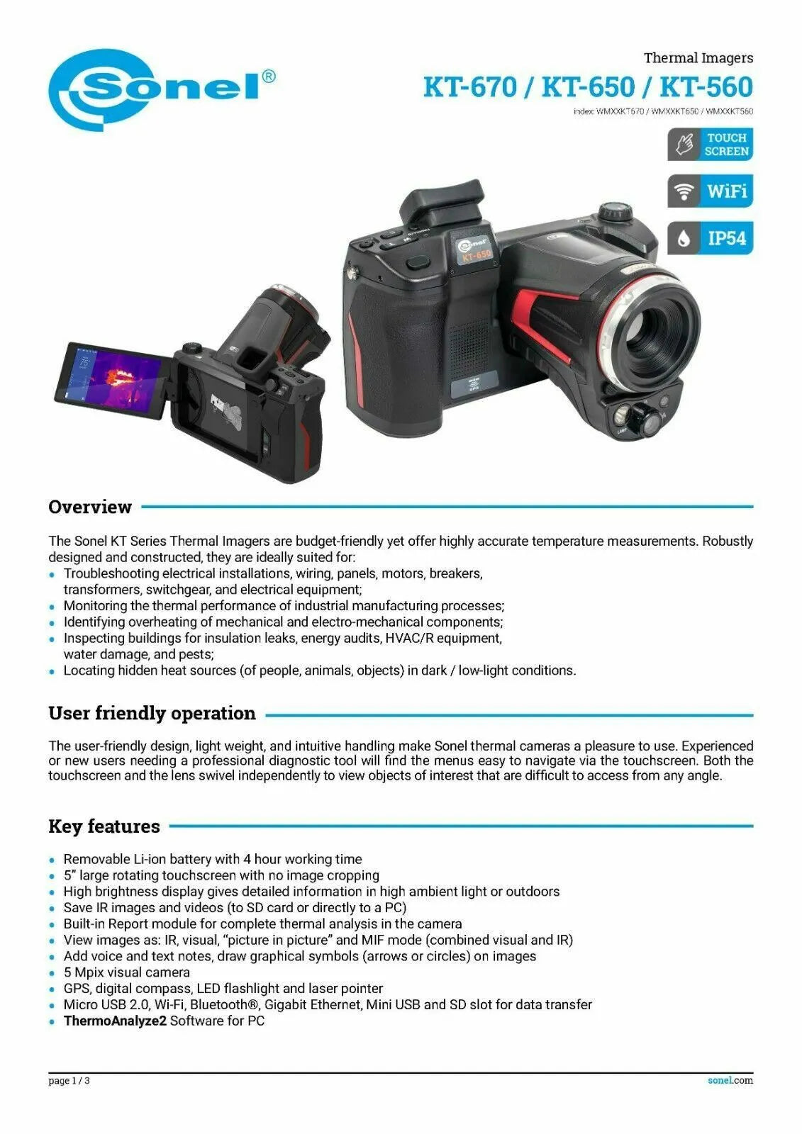 Sonel KT-650.1 Thermal Imager 640 x 480 25mm Lens 5Mpx IR Camera - XG eqpt