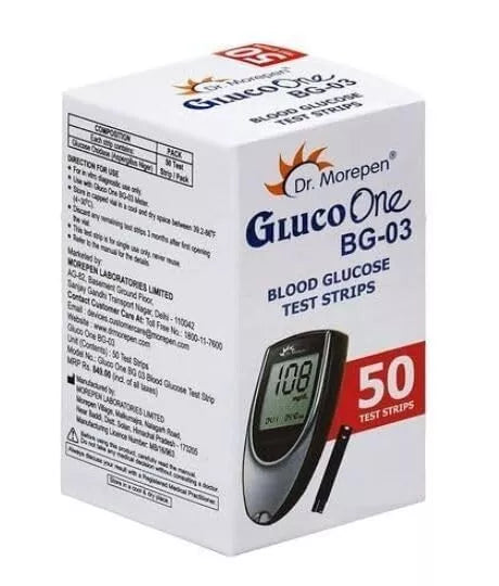 Dr. Morepen BG-03 Blood Sugar Glucose Monitoring 50 Test Strips Black BG 03