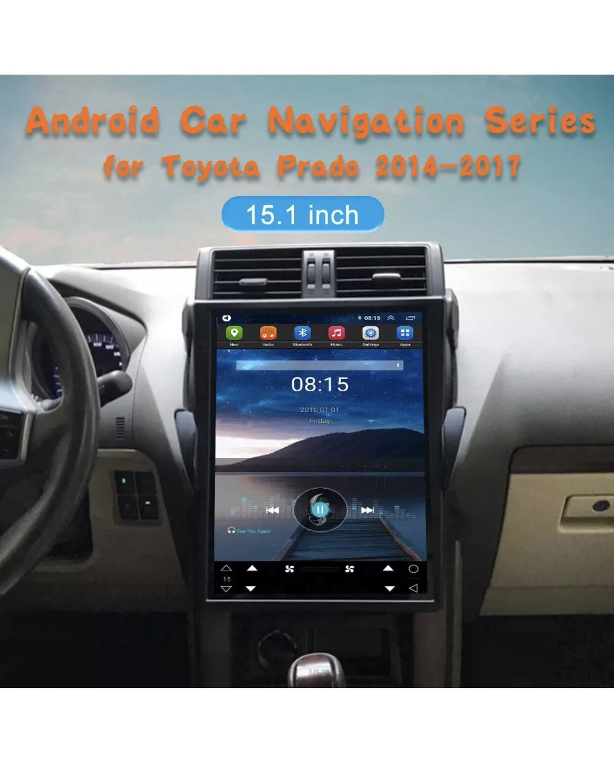 15.1Inch Screen Android 14 For Toyota Land Cruiser Prado 150 2014-2017 Car Radio