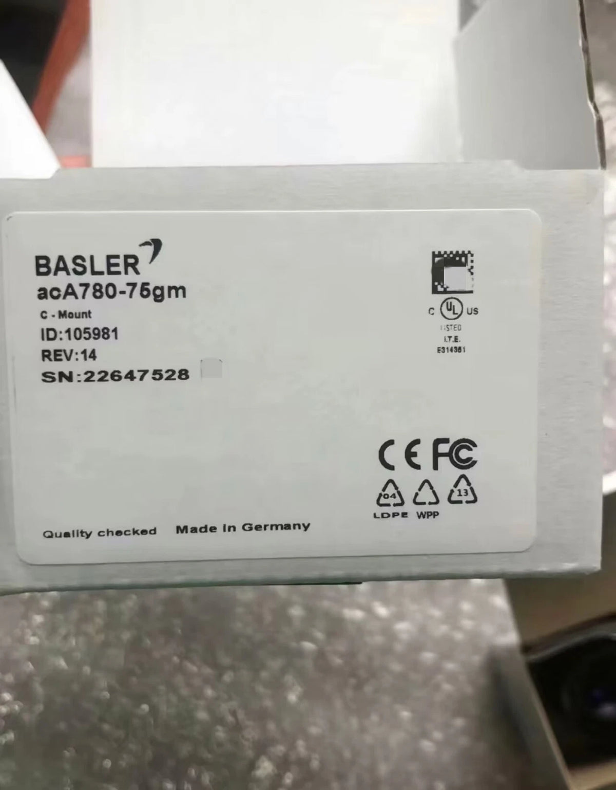 1PCS NEW BASLER ACA780-75GM Industrial Camera Fast Delivery FedEx or DHL