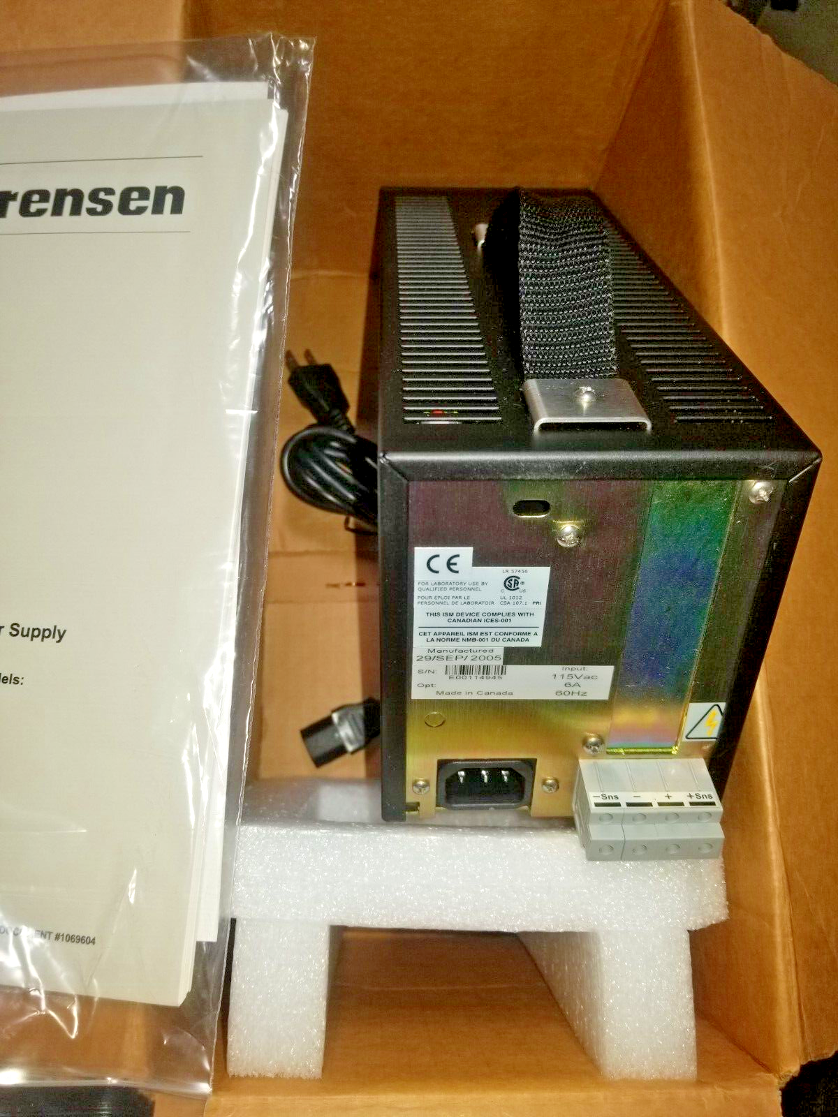 Adjustable Lab Power Supply 0-60V 0-5A Sorensen