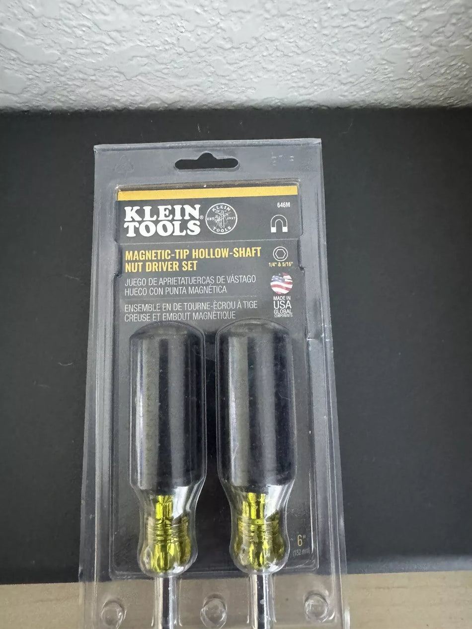 Klein Tools 646M Magnetic Tip Hollow Shaft Nut Driver Set 1/4” & 5/16”
