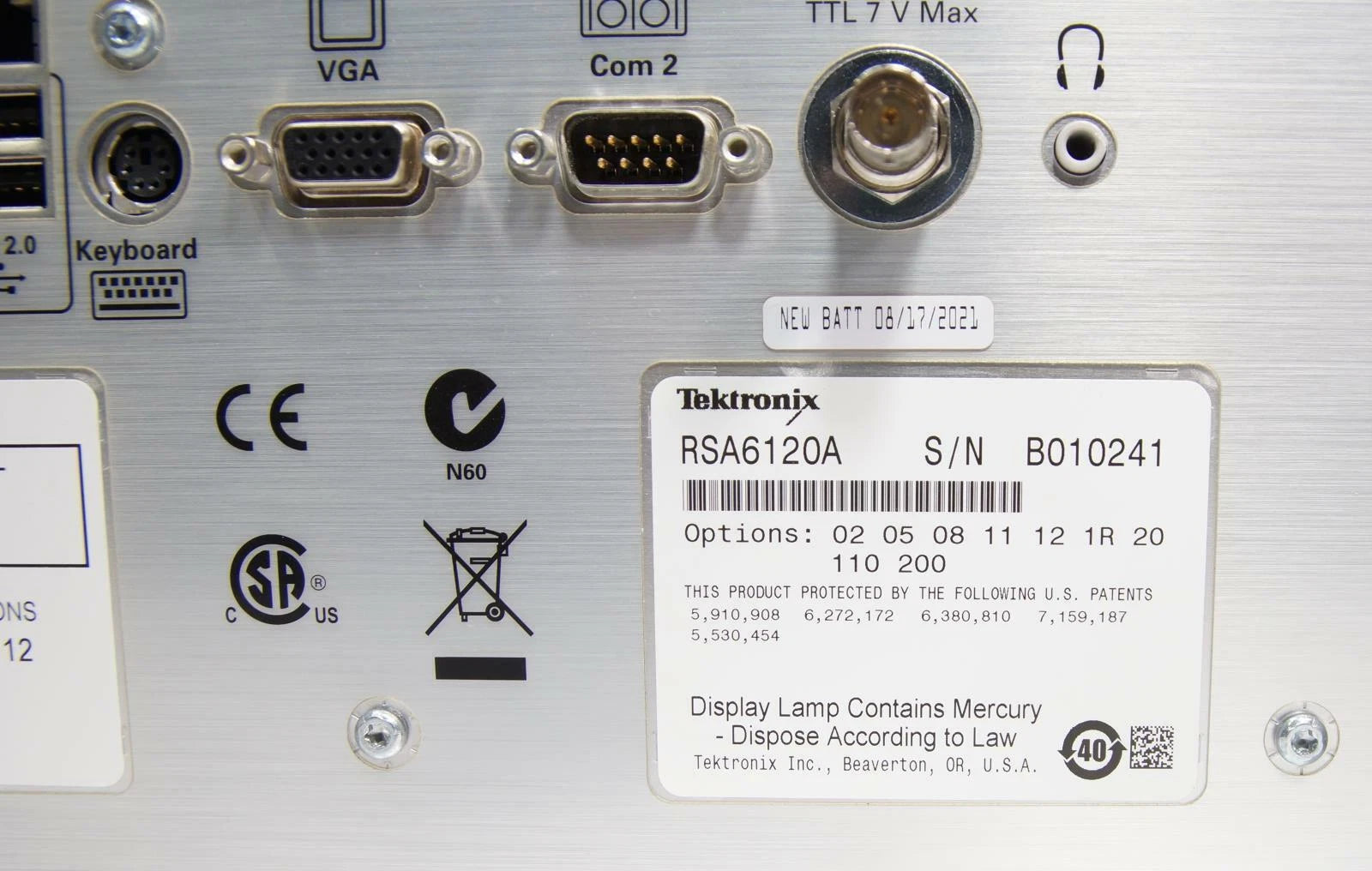 Tektronix RSA6120A Real Time Spectrum Analyzer 9 kHz - 20 GHz with Options