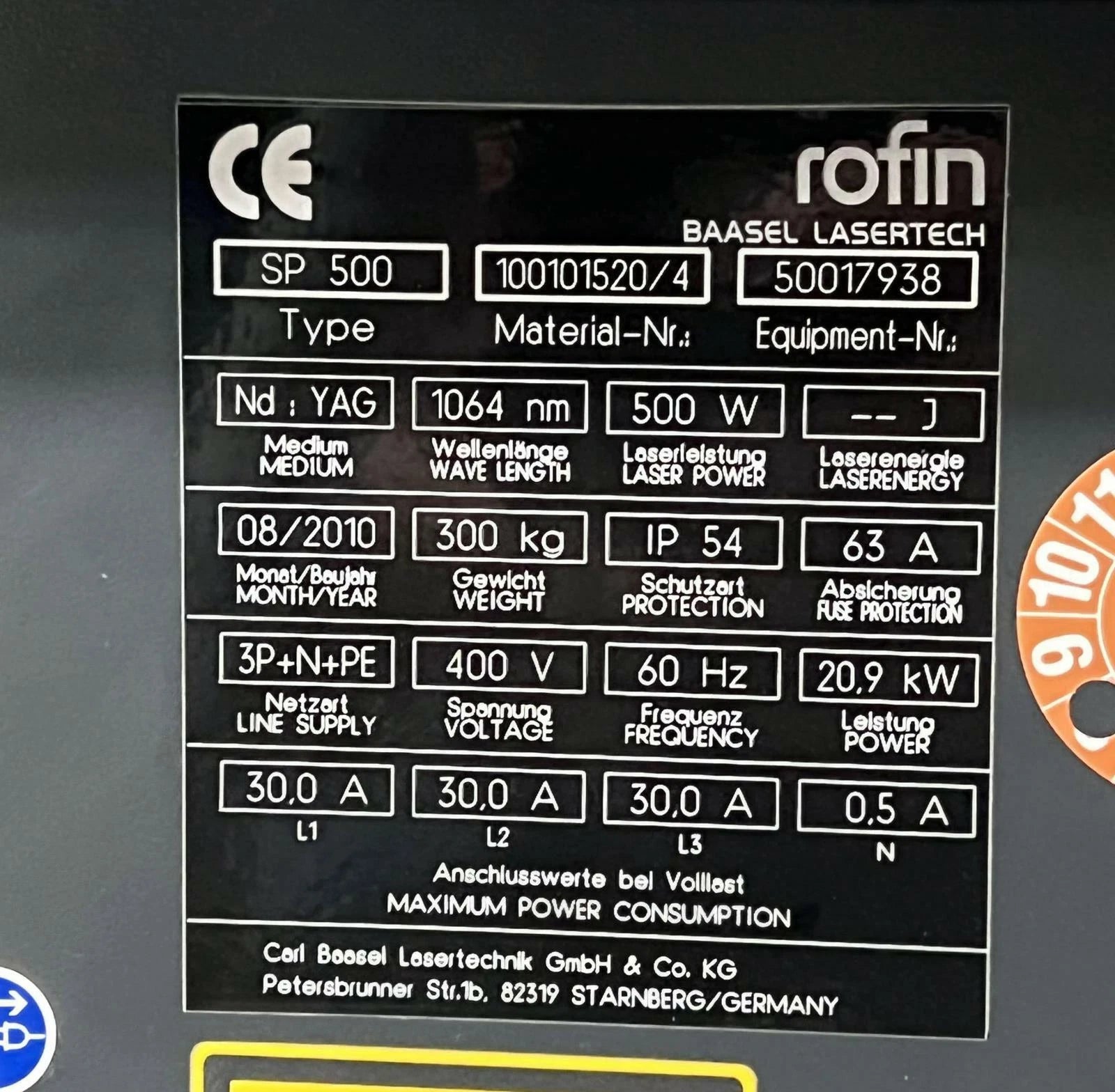 Rofin Baasel Lasertech STARPULSE 500 YAG 1064nm 500W Laser