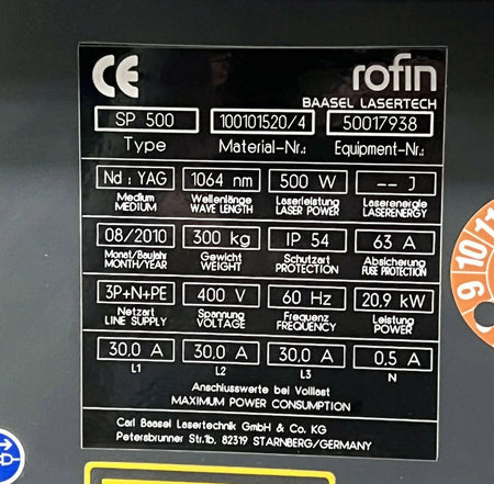 Rofin Baasel Lasertech STARPULSE 500 YAG 1064nm 500W Laser