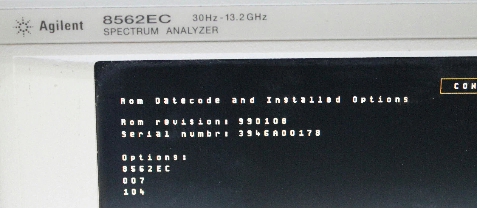 Agilent 8562EC 30Hz - 13.2GHz RF Spectrum Analyzer with Options 007 104