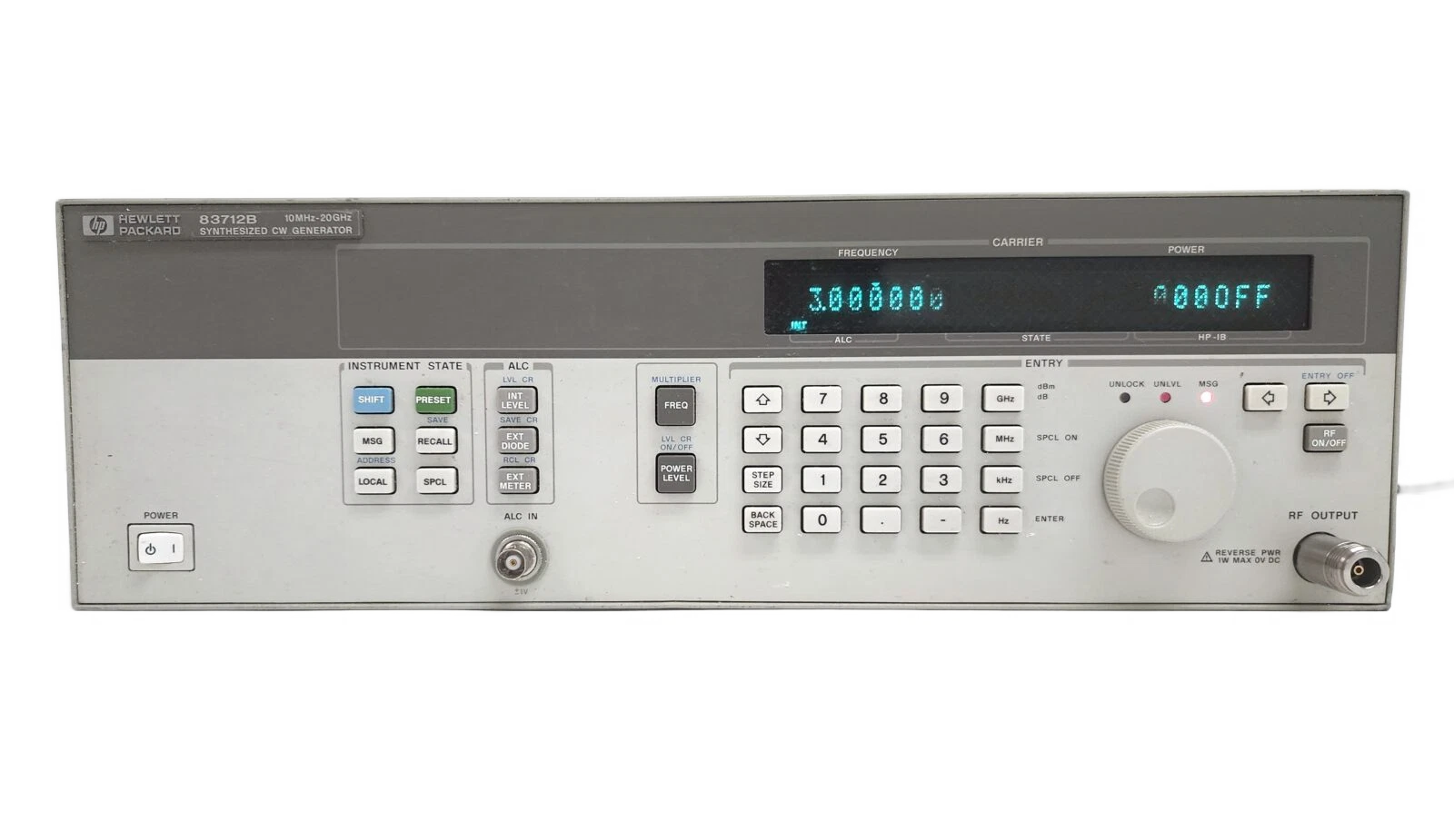 Agilent/Keysight 83712B Opt. 1E5 Synthesized CW Generator 10MHz to 20GHz