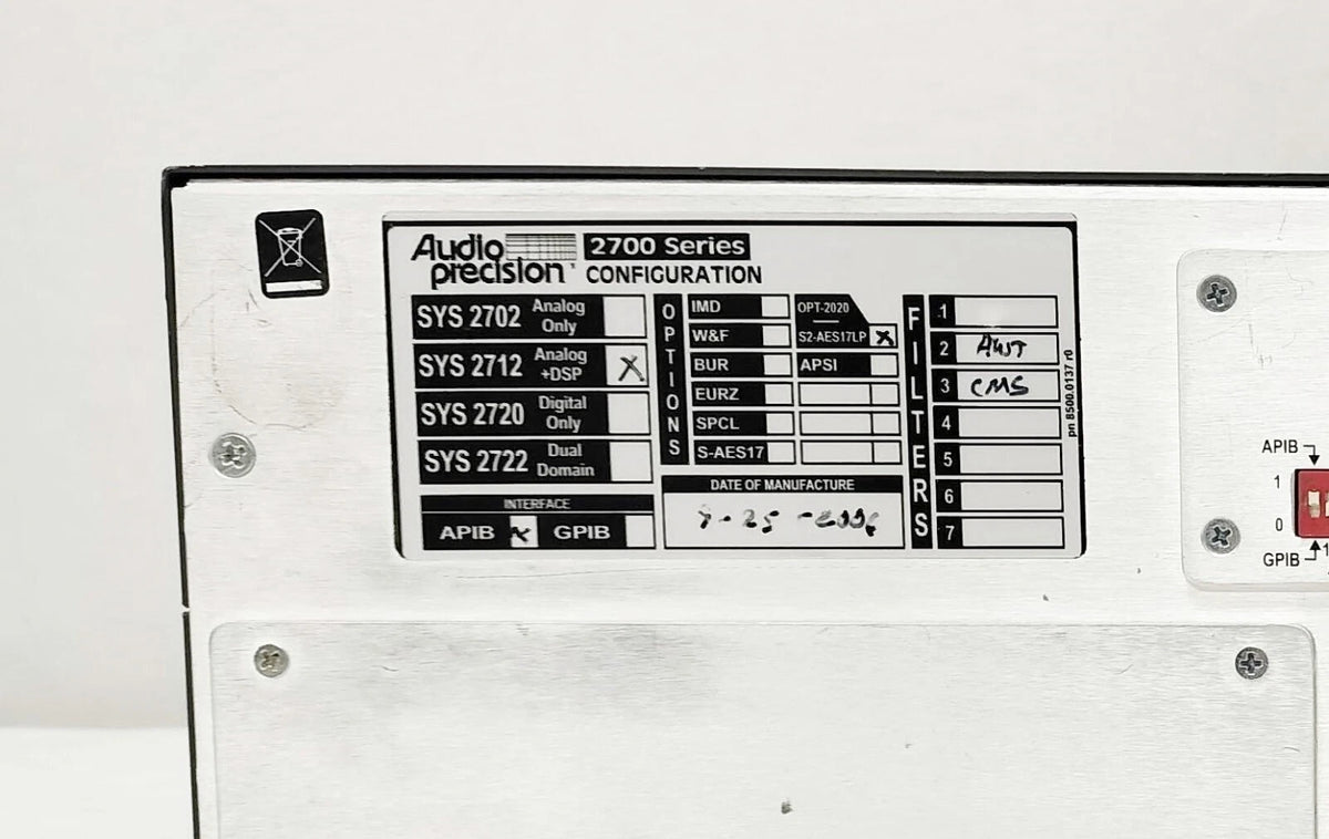 Audio Precision SYS-2712 Audio Analyzer