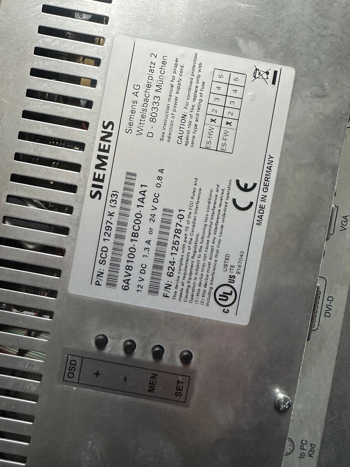 Siemens 6AV8100-1BC00-1AA1 Operator Panel for Industrial Use