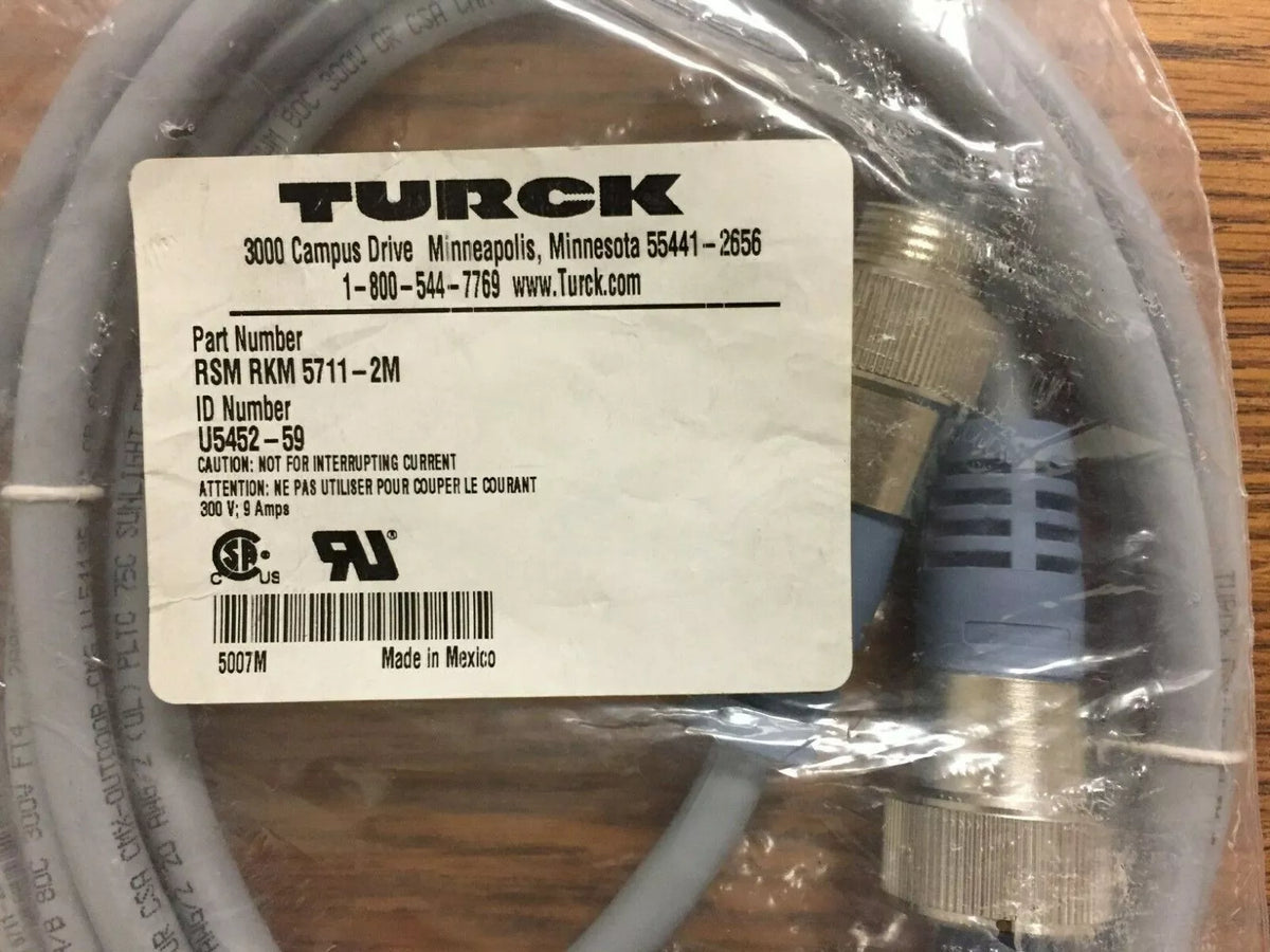 Turck RSM RKM 5711-2M Minifast 5 Pin M/FStraight/Straight CordSet 2M