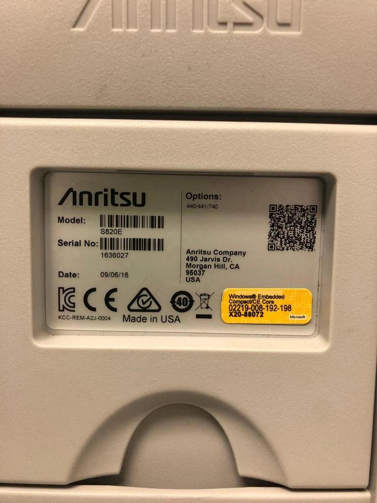Anritsu S820E Microwave Cable Antenna Analyzer, Type K(m), 1MHz - 40GHz