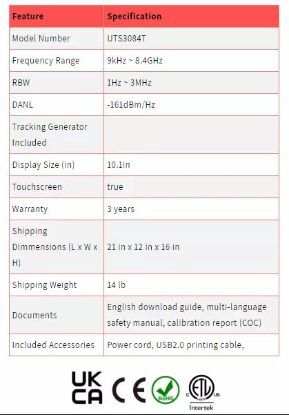 UNI-T UTS3084T 8.4GHZ Performance Spectrum Analyzer Tracking Generator IN STOCK