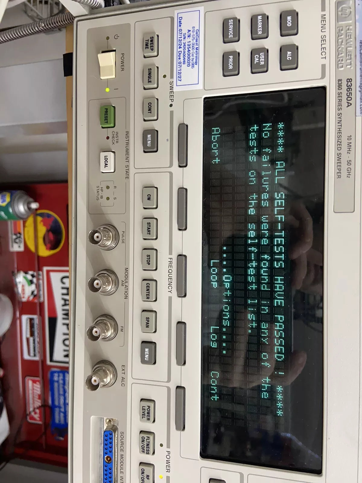 83650A OPT 8 1 Hz Res, Calibrated! 10MHz-50GHz Internal Pulse/Ext AM/FM