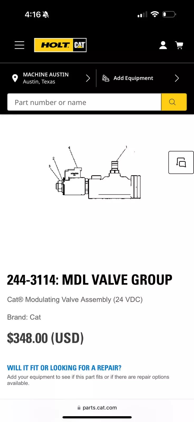 CAT 244-3114 Modulating Valve - Genuine OEM